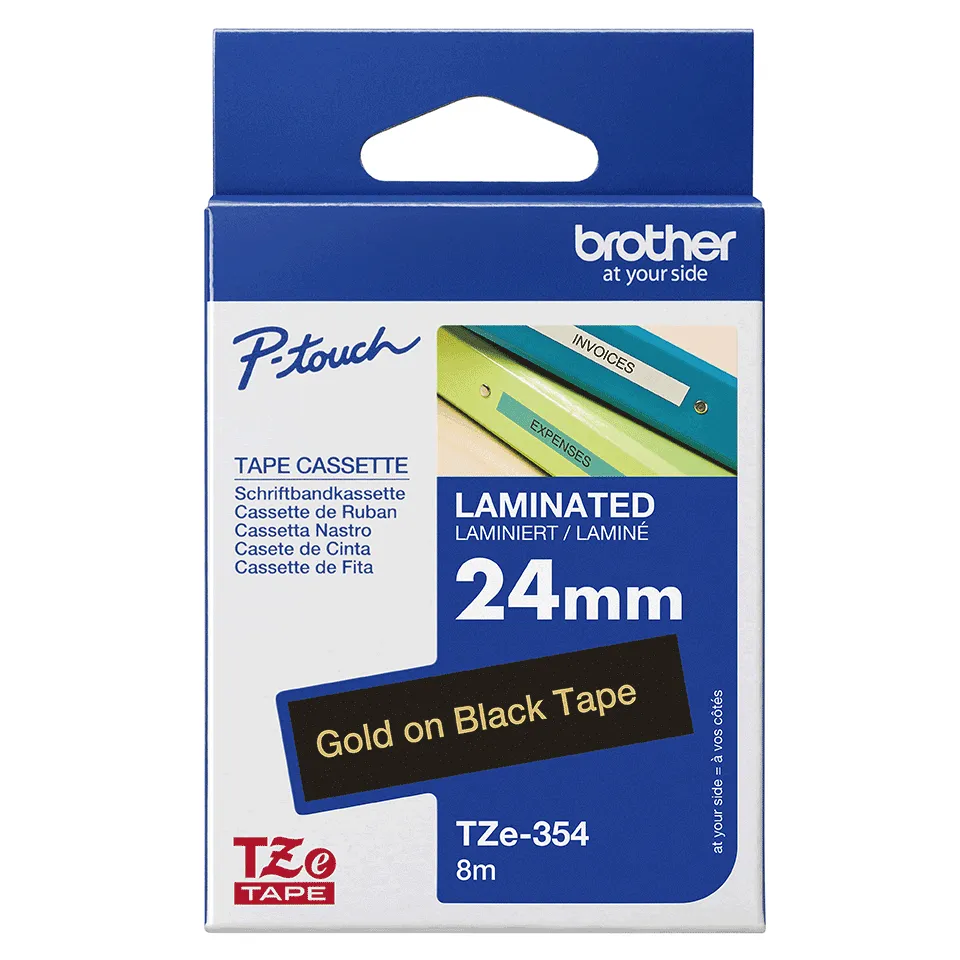 BROTHER TZE354 24 GOLD ON BLACK