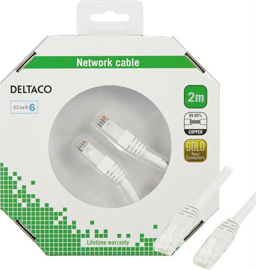 Deltaco Cat6 U/UTP - network cable, 2 m, White