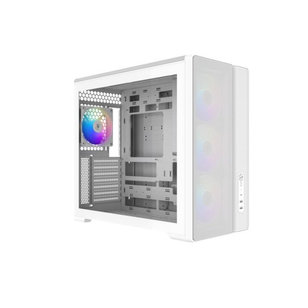 SAMA S50 midi-tower chassi med f&ouml;nster och RGB-belysning, vit