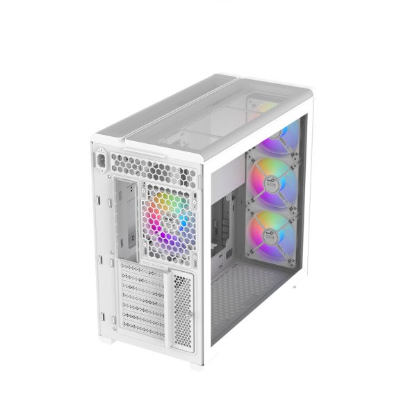 SAMA S50 midi-tower chassi med f&ouml;nster och RGB-belysning, vit