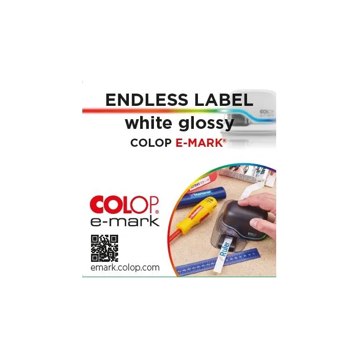 COLOP e-mark Ändlös etikett vit glansig 14mm x 8m