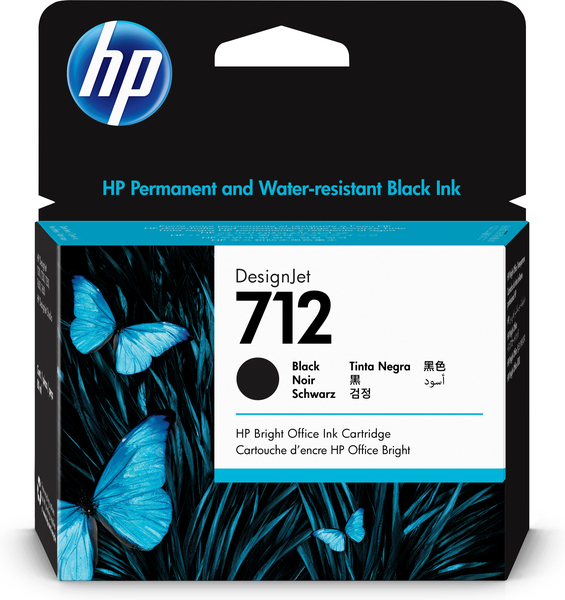 HP 712 38-ml Black DesignJet Ink Cartrid