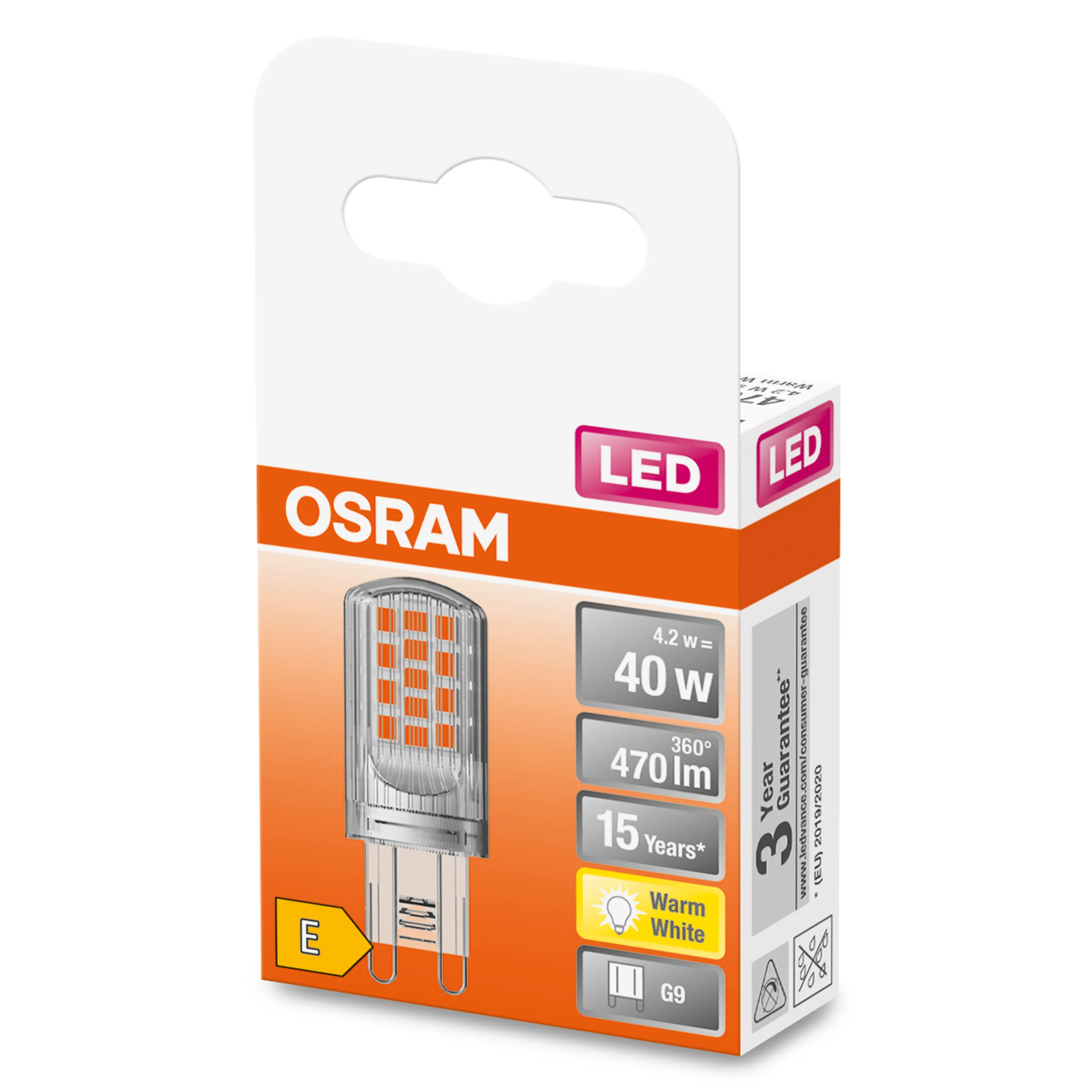 OSRAM Star PIN LED-lampa G9 4,2 watt 470 lumen 2700 kelvin