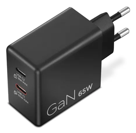 Lenovo Dual USB-C 65W GaN - Str&ouml;madapter, Svart