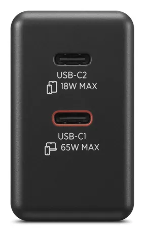Lenovo Dual USB-C 65W GaN - Str&ouml;madapter, Svart