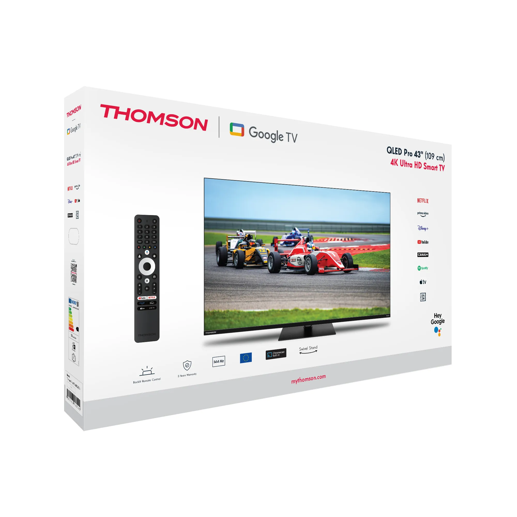 Thomson 43&quot; QLED PRO UHD 144Hz Google Smart - television