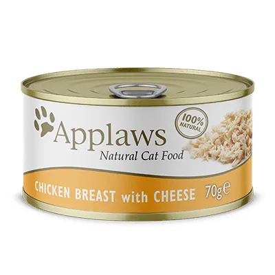 Applaws Chicken Breast with Cheese in Broth, Wet food for cats, Adult, 70g