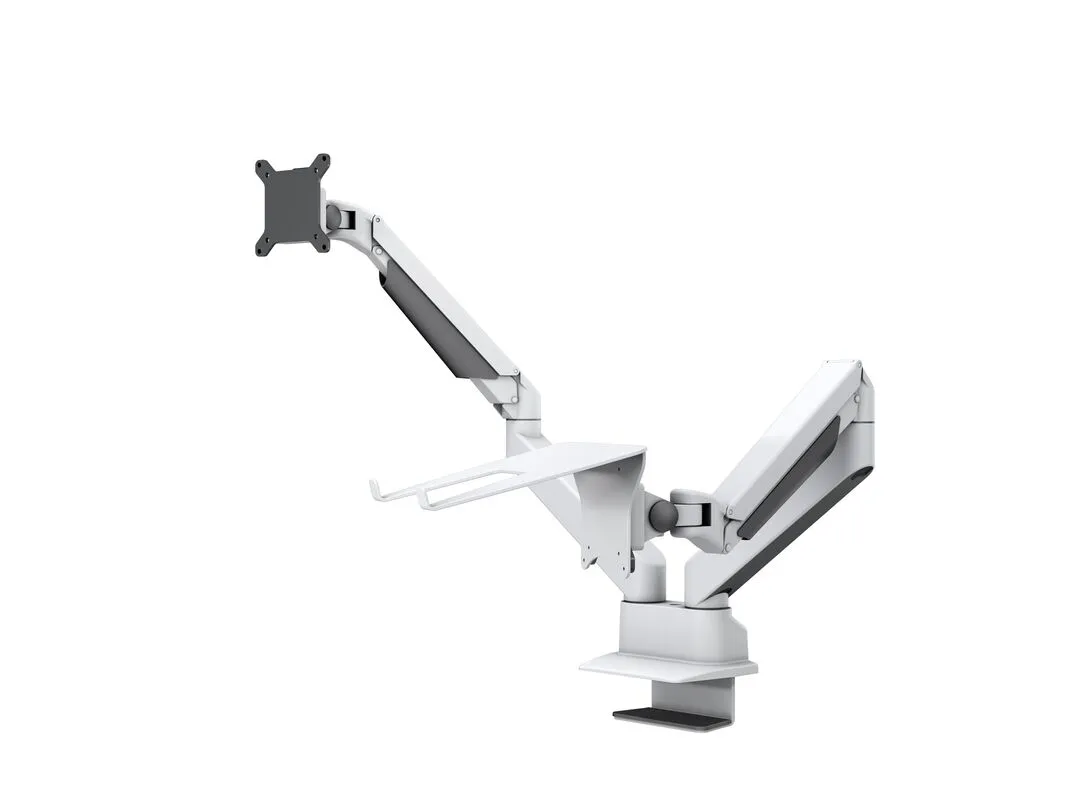 Multibrackets M VESA Gas Lift Arm Dual Arm bordf&auml;ste, f&ouml;r 1 sk&auml;rm och b&auml;rbar dator, 15-32", med gasfj&auml;der, 10 kg, vit