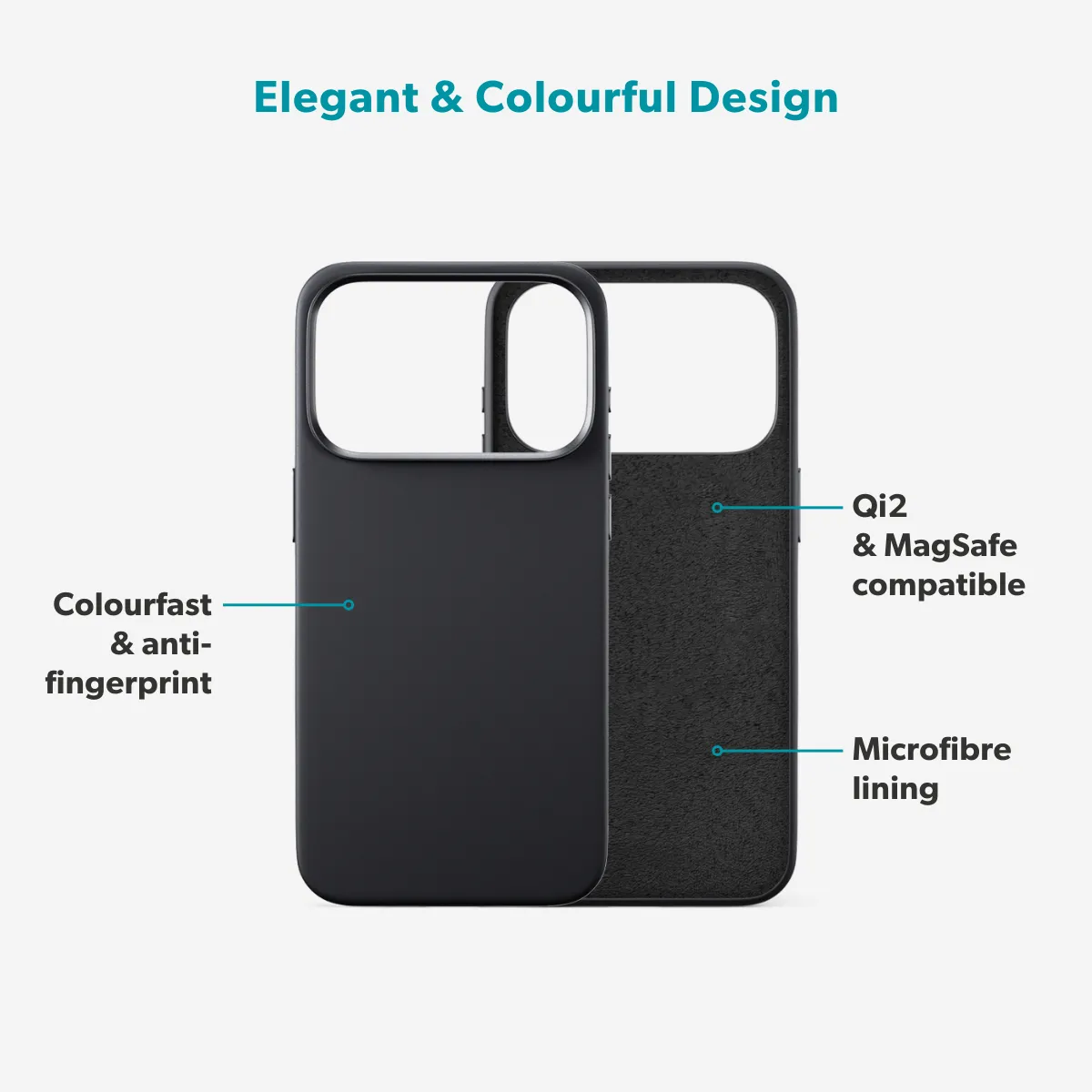 Epico Silicone Pro Mag+ Case iPhone 17 Pro Qi2  &  MagSafe yhteensopiva, musta