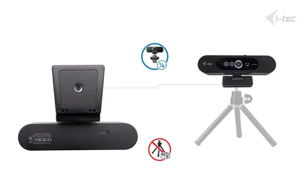I-tec Solomon WH200 2K Ultra HD, kasvontunnistus, yksityisyyssuoja -webkamera, musta