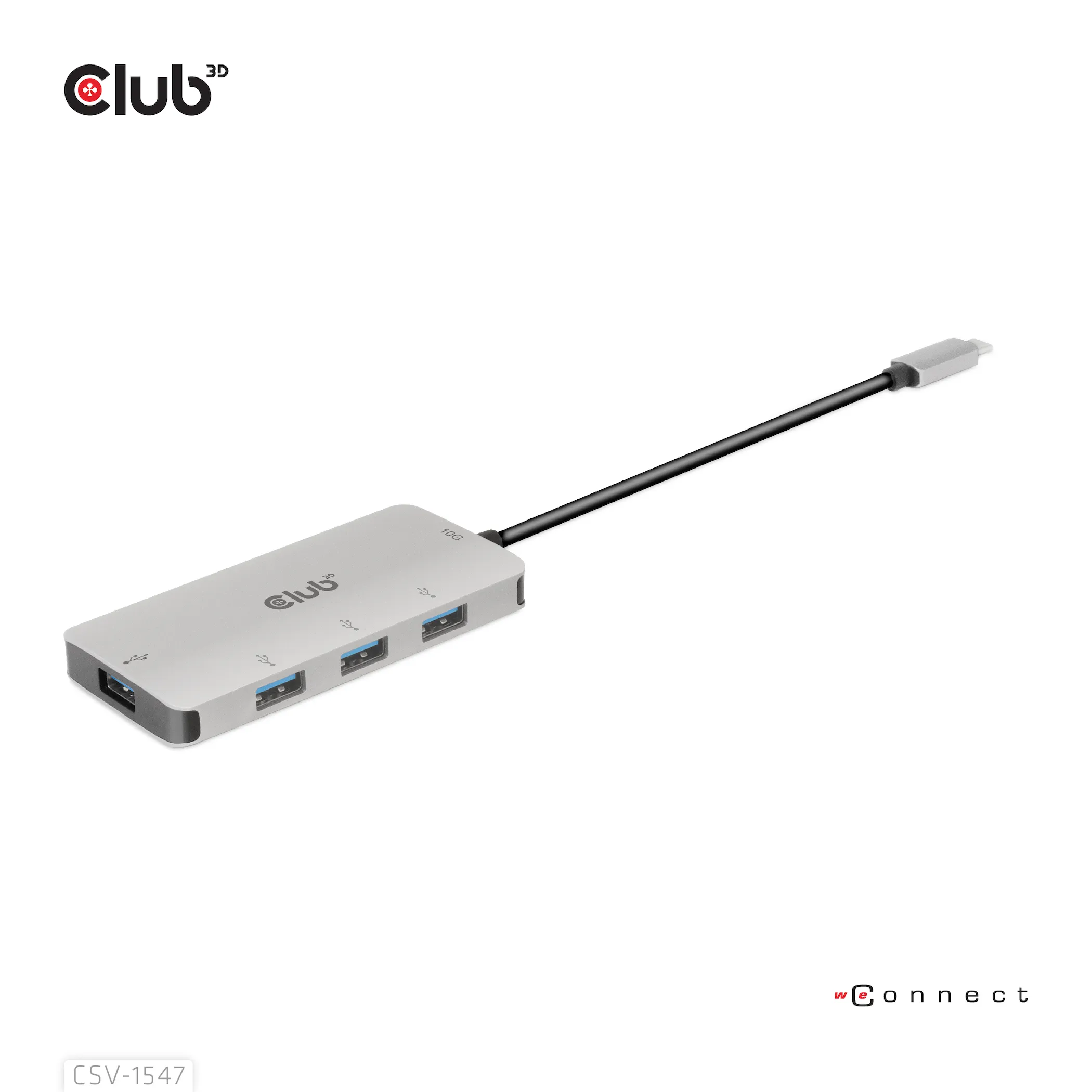Club 3D 3.1 Gen2 USB-C - 10Gbps 4x USB-A - hub, Grey
