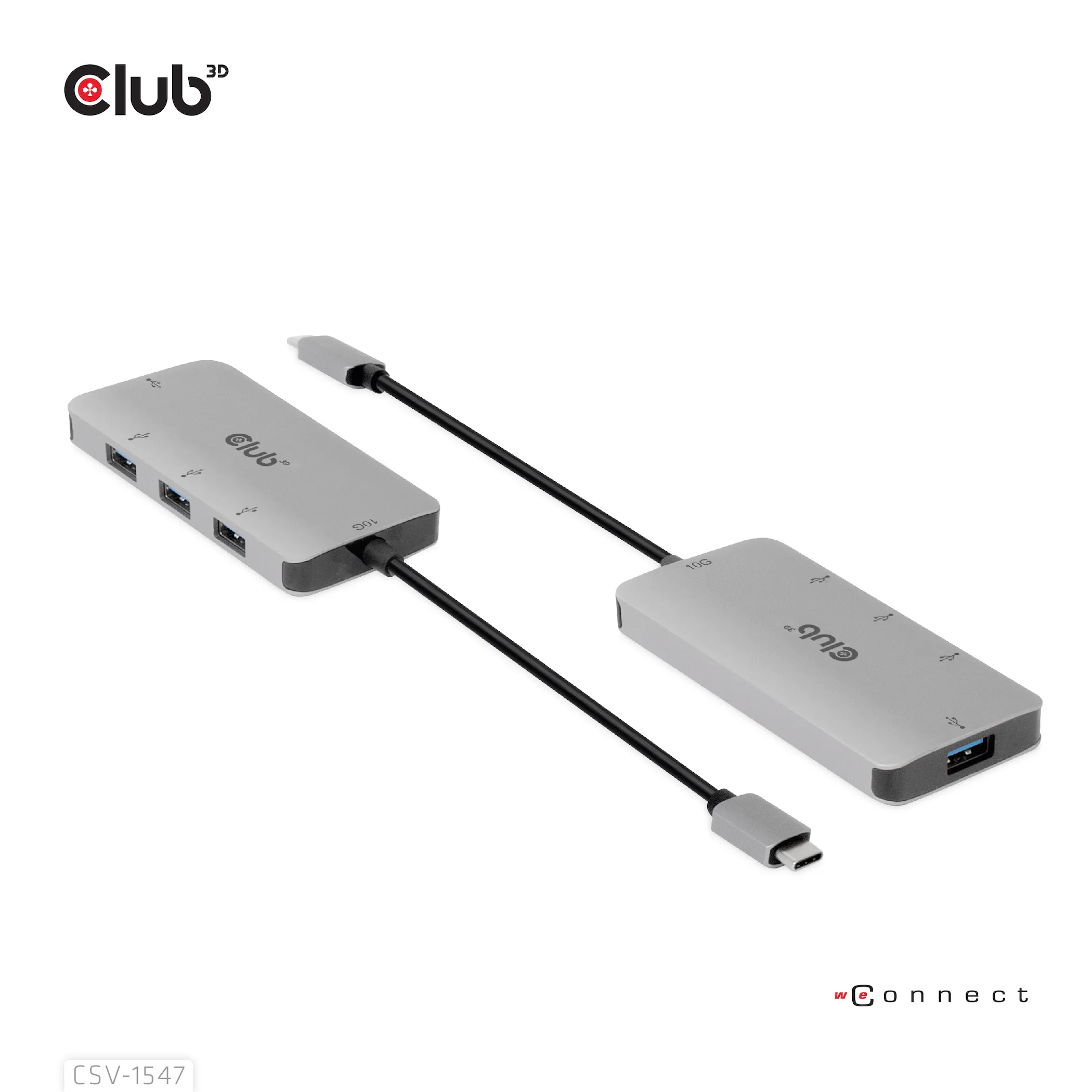 Club 3D 3.1 Gen2 USB-C - 10Gbps 4x USB-A - hub, Grey