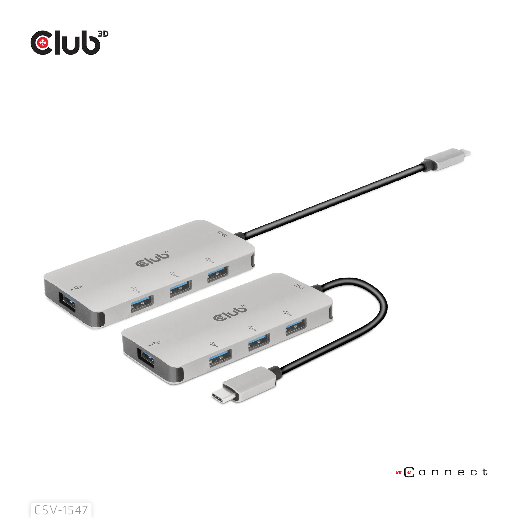 Club 3D 3.1 Gen2 USB-C - 10Gbps 4x USB-A - hub, Grey