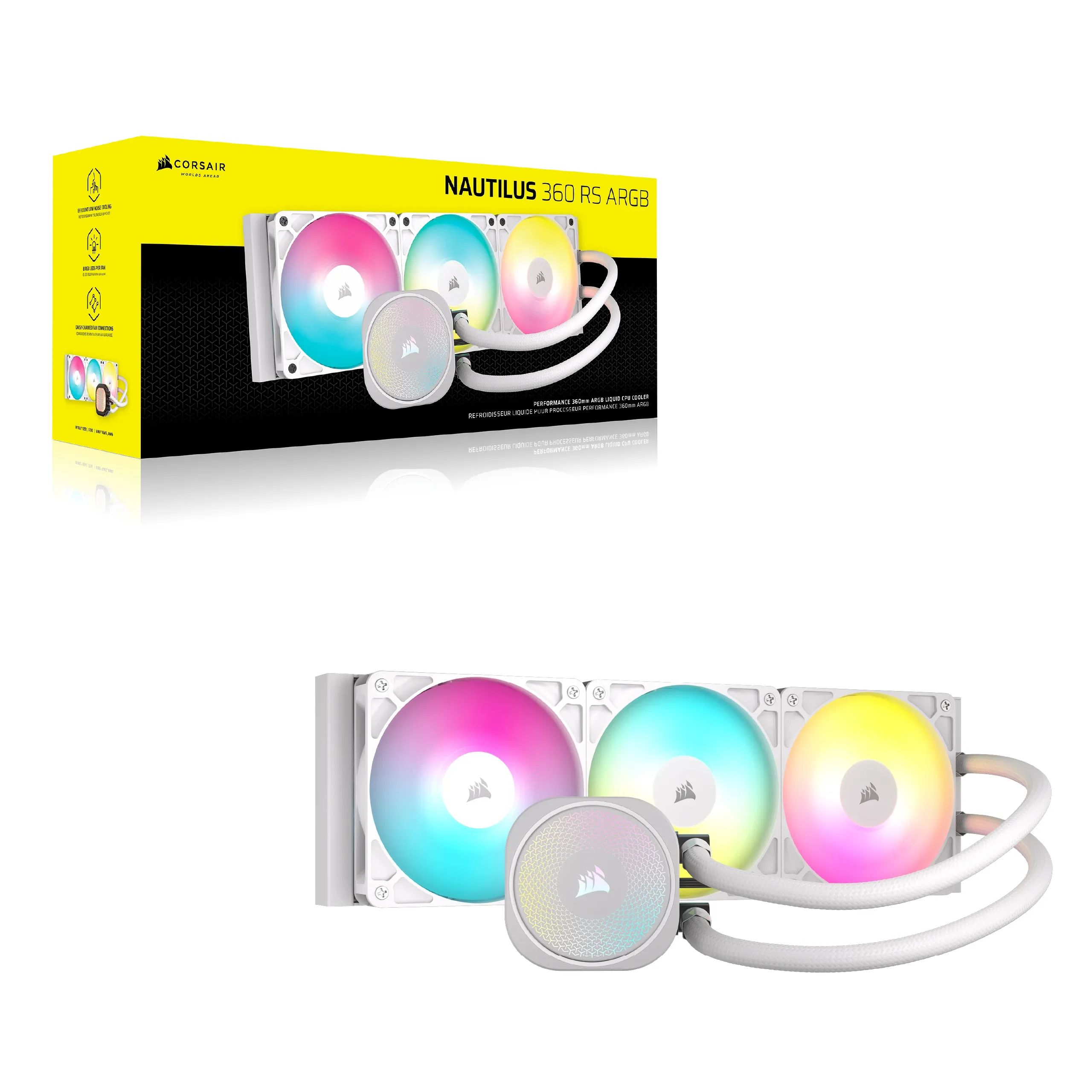 Corsair NAUTILUS 360 ARGB - liquid cooler, white