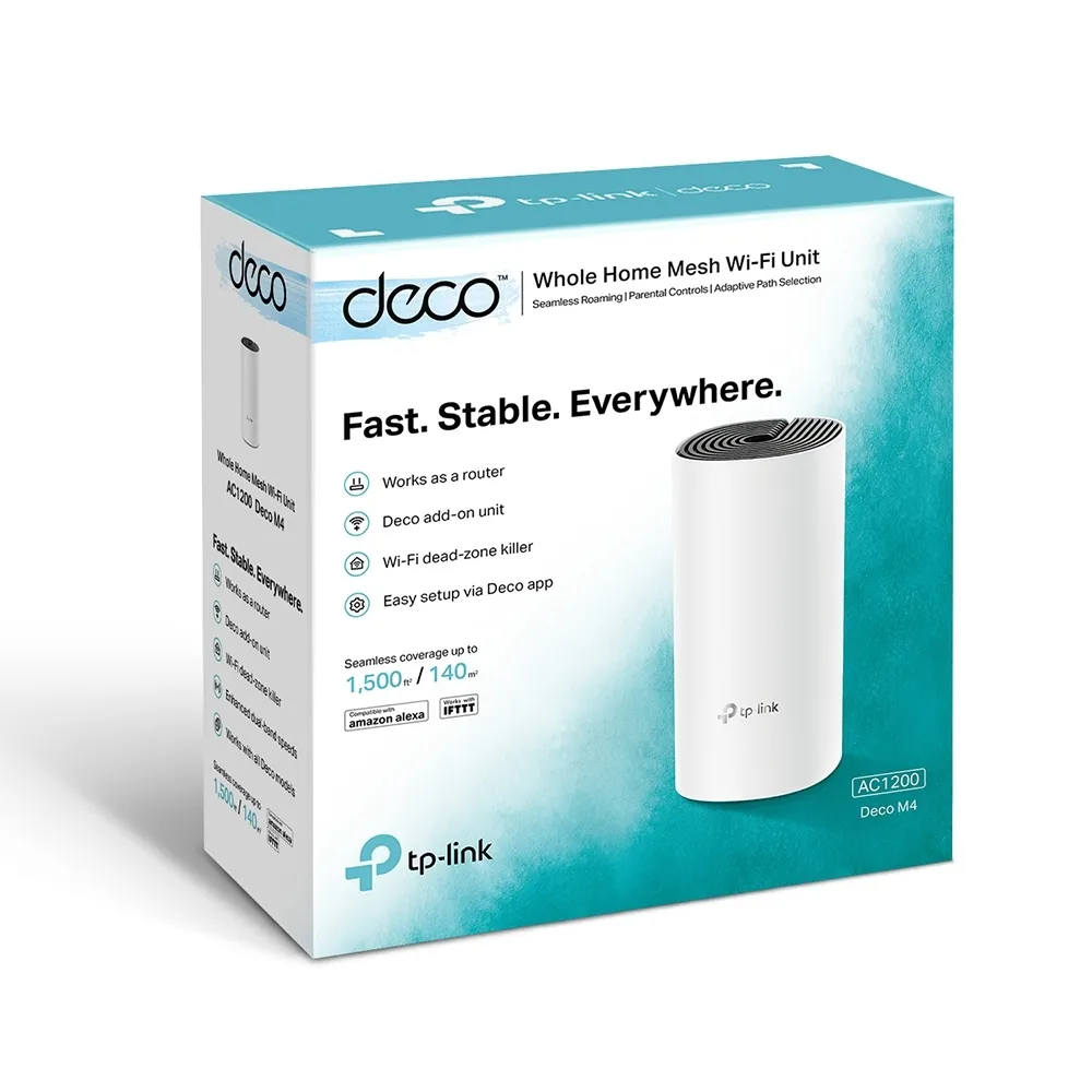 TP-Link Deco M4 Mesh WiFi System, Wi-Fi 5, AC1200, Dual-band, 1 pc, White