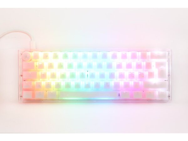 Ducky One 3 Aura White Mini 60% Mechanical Gaming Keyboard, Cherry MX Red, White