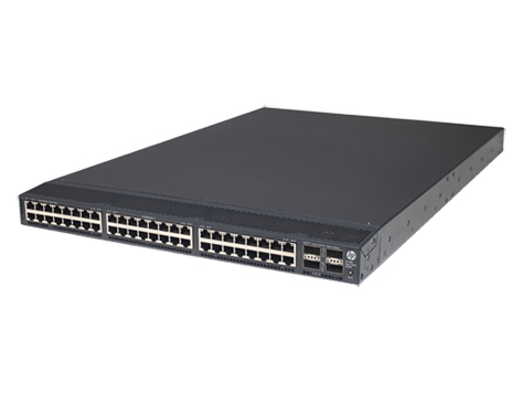 HPE 5900AF-48XGT-4QSFP+ high-density 10 GbE, ultra-deep packet buffering, top-of-rack (ToR) SwitchSwitch. 48 RJ-45 1/10GbE ports + 4 QSFP+ 40-GbE ports.  2 empt