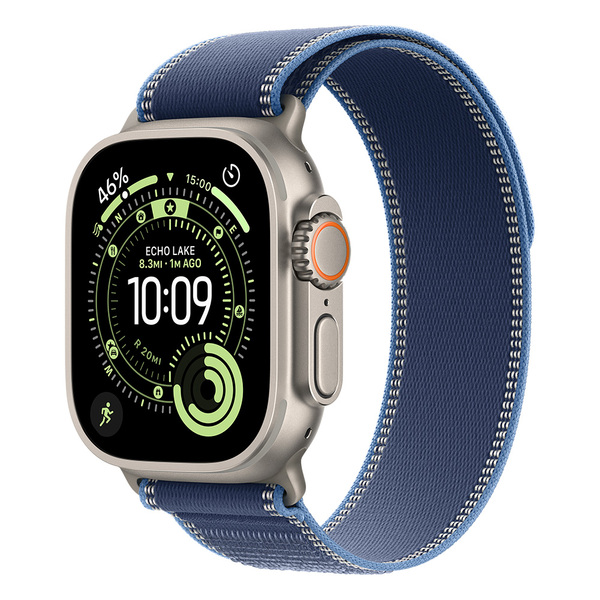 Apple Watch Ultra 3 49mm Natural Titanium Case with Blue/Bright Blue Trail Loop (S/M)