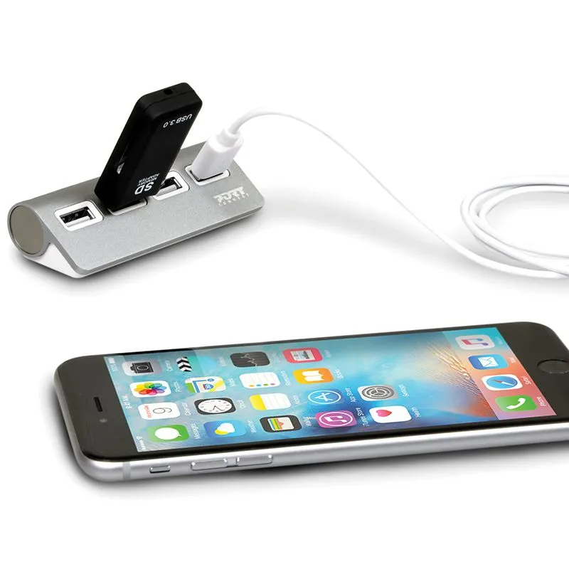 PORT Connect - Hub - 4 x USB 2.0 - ty&ouml;p&ouml;yt&auml;