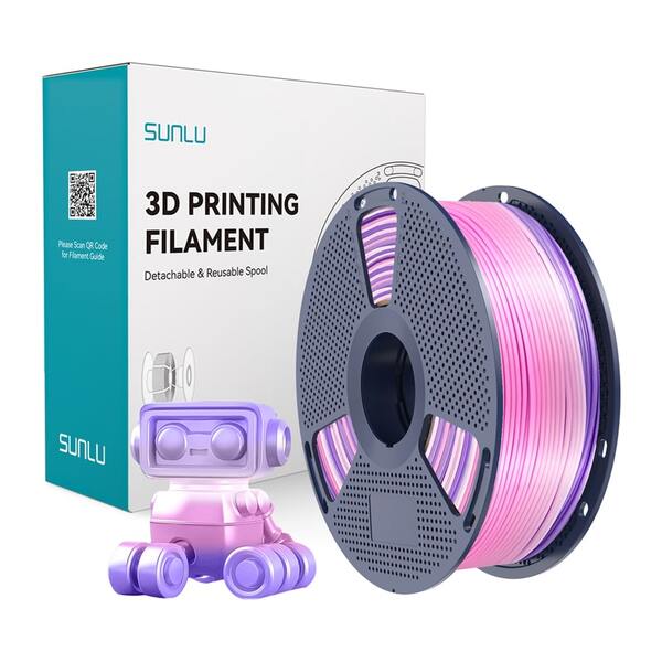 SUNLU PLA+ Silk, 1.75 mm, 1 kg 3D Printer Filament, Silk Rainbow 03