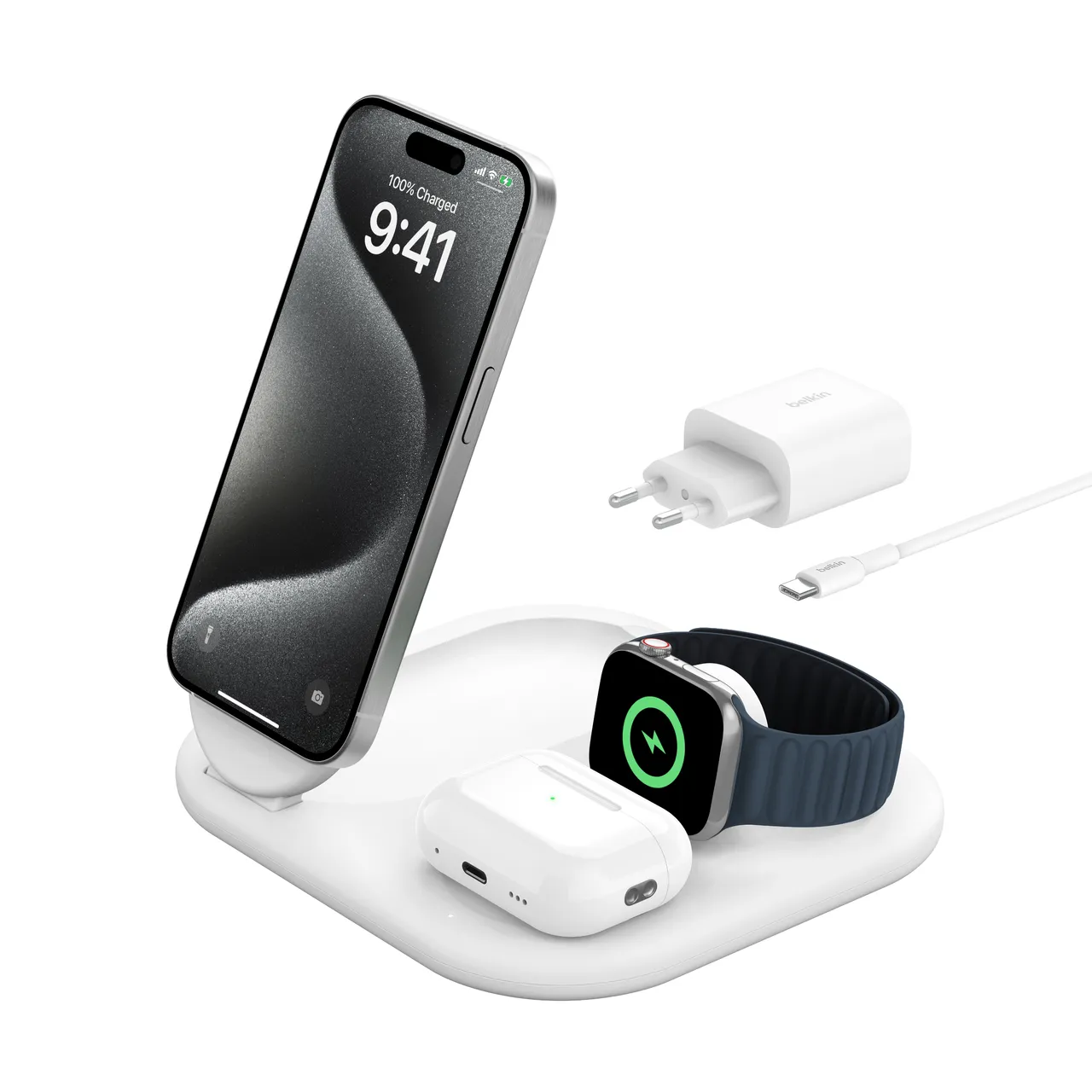 BOOSTCHARGE Qi2 15W Magnetic 3in1 Stand, White