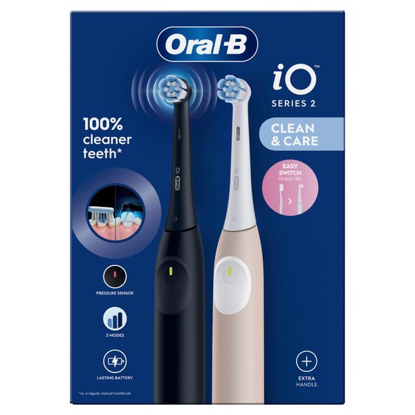 Oral-B iO2 Series Duo - eltandborste, Night Black, Calm Pink