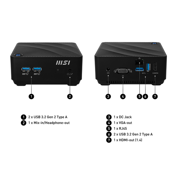 MSI Cubi N JSL-043EU Intel Celeron N4500 4GB 128GB SSD W11P Black