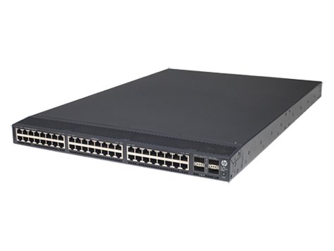 HPE 5900AF-48XGT-4QSFP+ high-density 10 GbE, ultra-deep packet buffering, top-of-rack (ToR) SwitchSwitch. 48 RJ-45 1/10GbE ports + 4 QSFP+ 40-GbE ports.  2 empt