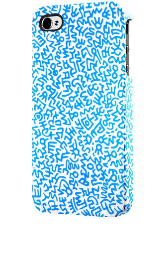 Keith Haring iPhone 4/4S Rubber Case, Graffiti pattern blue