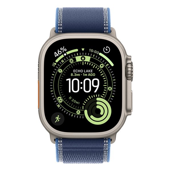 Apple Watch Ultra 3 49mm Natural Titanium Case with Blue/Bright Blue Trail Loop (S/M)