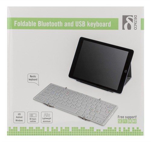 Deltaco langaton n&auml;pp&auml;imist&ouml;, Bluetooth, pohjoismainen, valkoinen