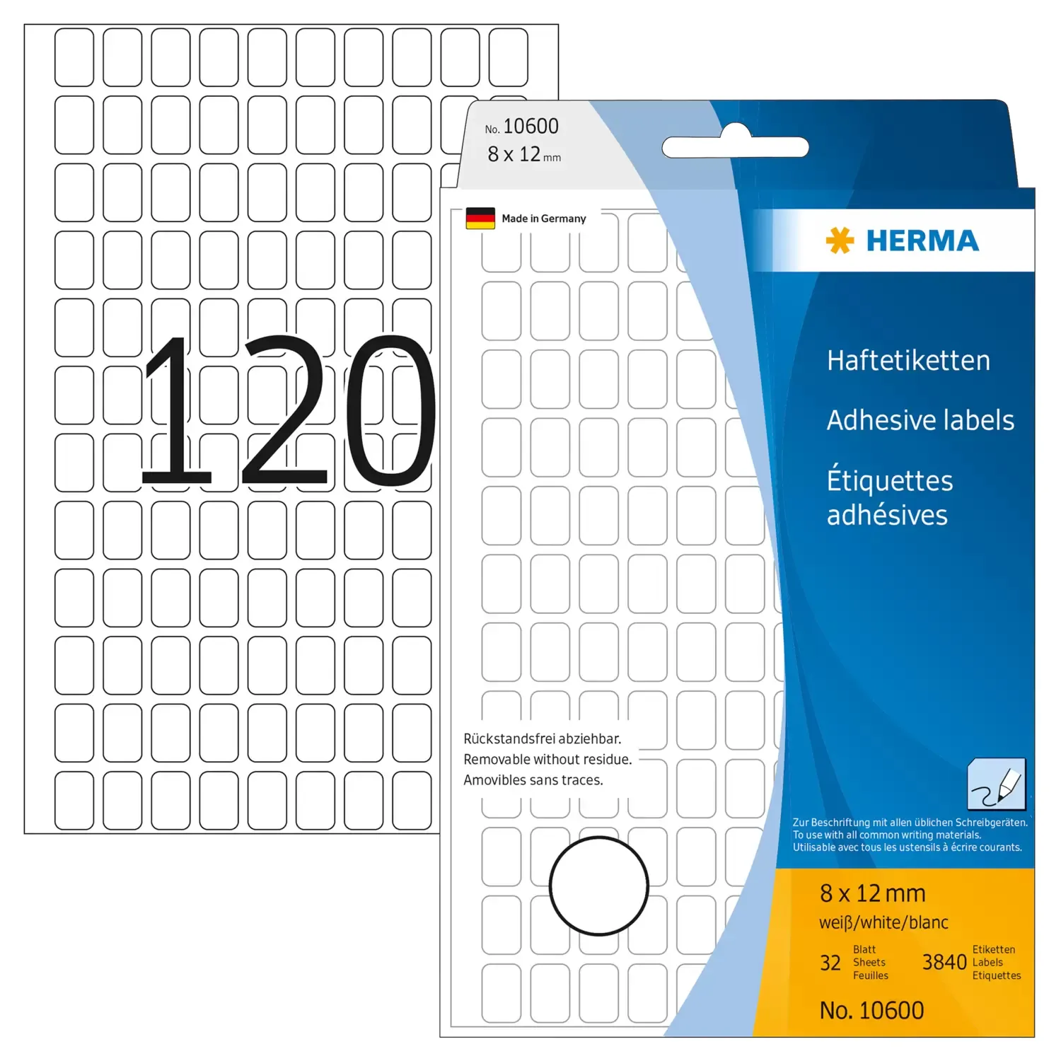 Herma label manual removable 8x12 white (3840)