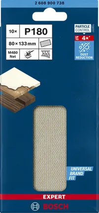 Bosch Expert M480 mesh sanding sheet 80 x 133mm, K180 (10 pieces, for orbital sanders)