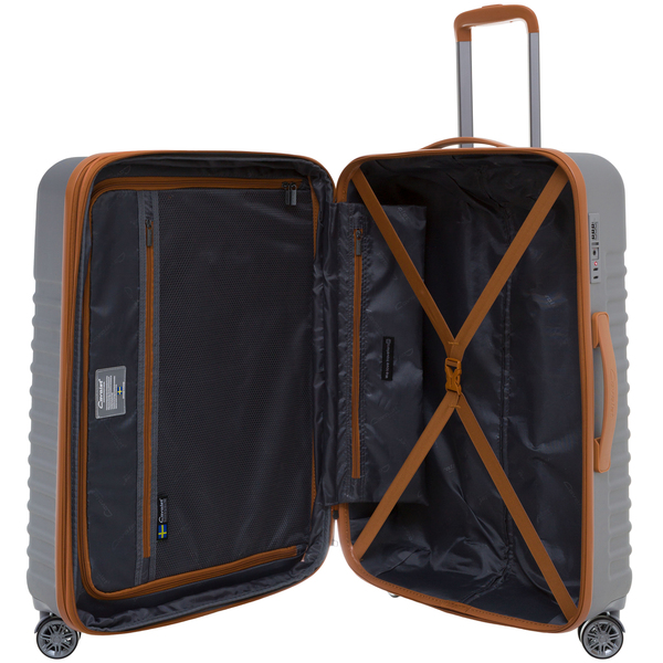 CAVALET Pasadena 75 Large Expandable Hard-Shell Luggage, Silver/Tan