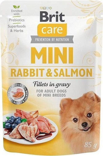 Brit Care Mini Rabbit & Salmon Fillets in Gravy, Wet food for dogs, Adult, 85g
