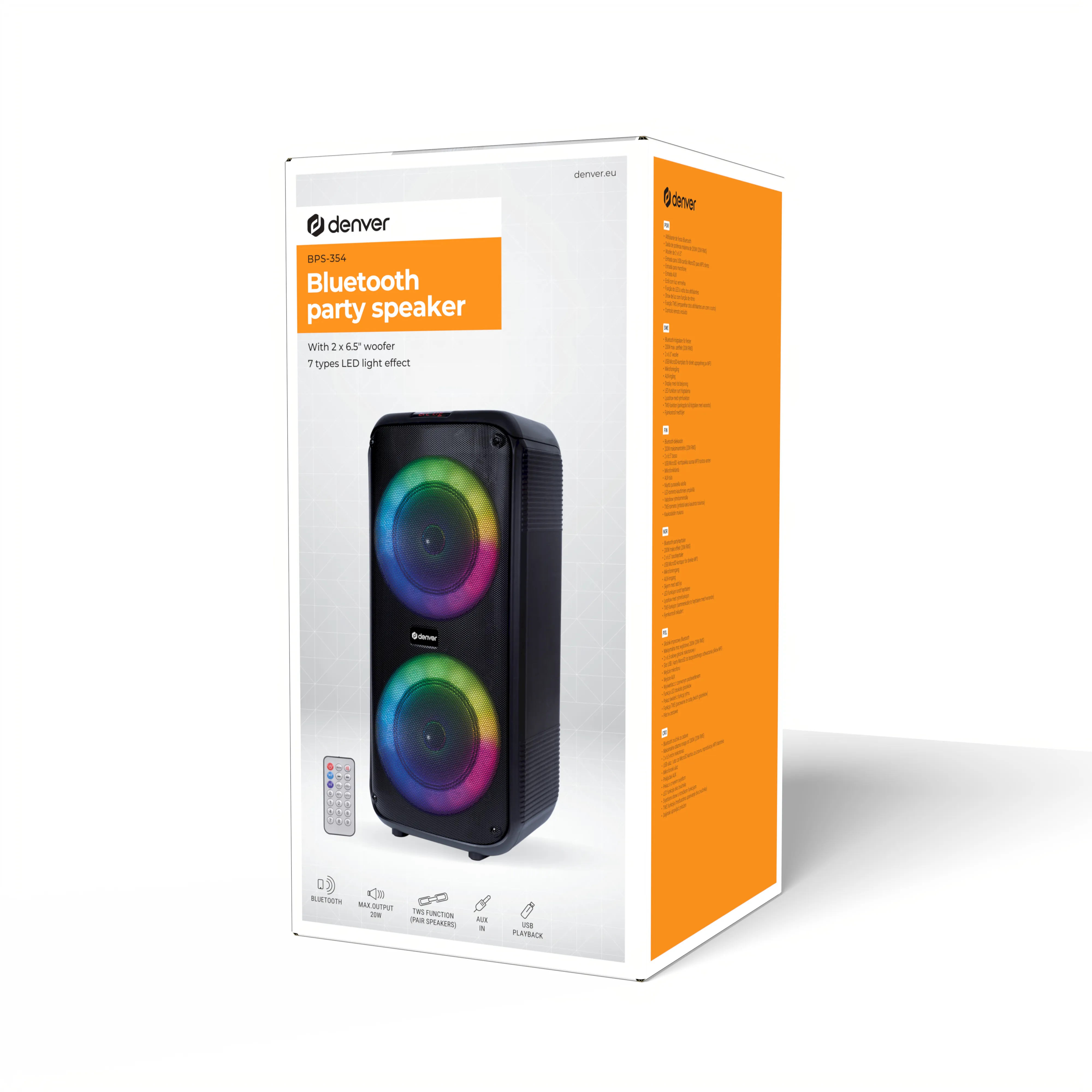 DENVER BPS-354 2.0 Bluetooth kannettava kaiutin, musta