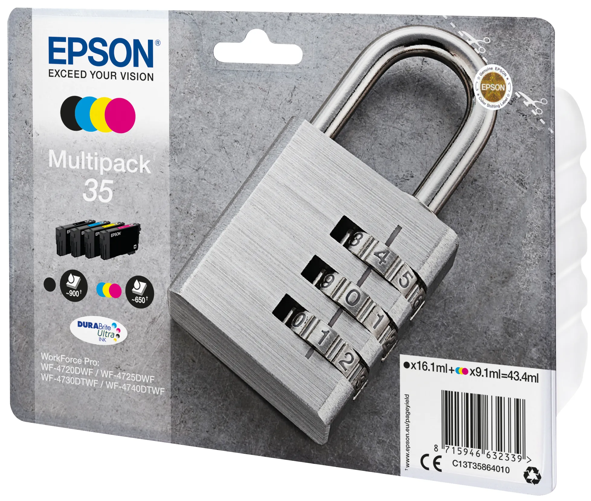 Epson 35-mustekasettipakkaus, moniv&auml;rinen, 4 kpl