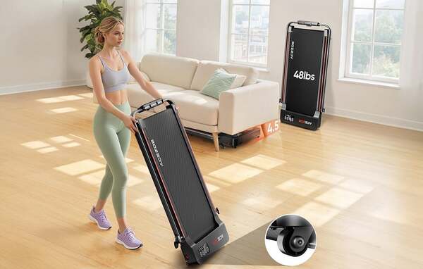 ACEZOE P12 Foldable 2-in-1 Electric Treadmill, Black and Red