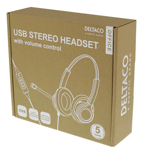 Deltaco Office USB stereo -hörlurar