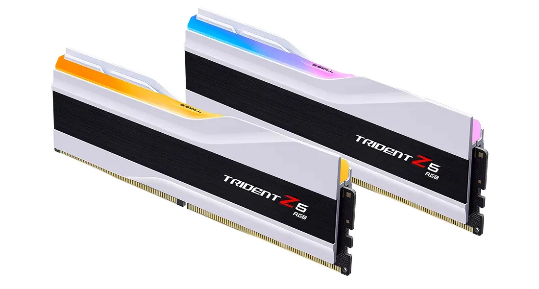 G.Skill DDR5 - 32GB - 6000 - CL - 32 (2x 16 GB) dual kit, RAM (white, F5-6000J3238F16GX2-TZ5RW, Trident Z5 RGB, INTEL XMP)