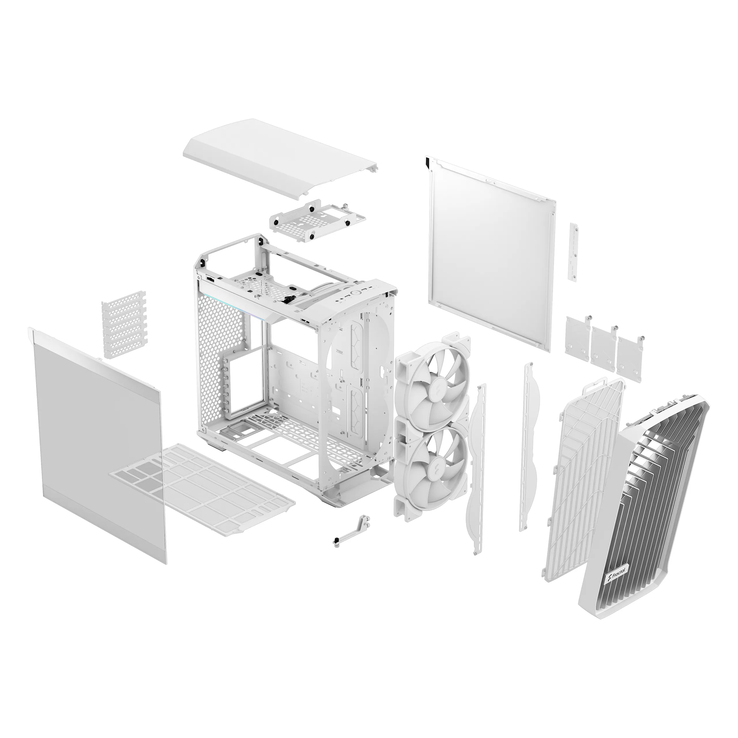 Fractal Design Torrent Compact Mini-Tower Case with RGB lighting and clear window, White
