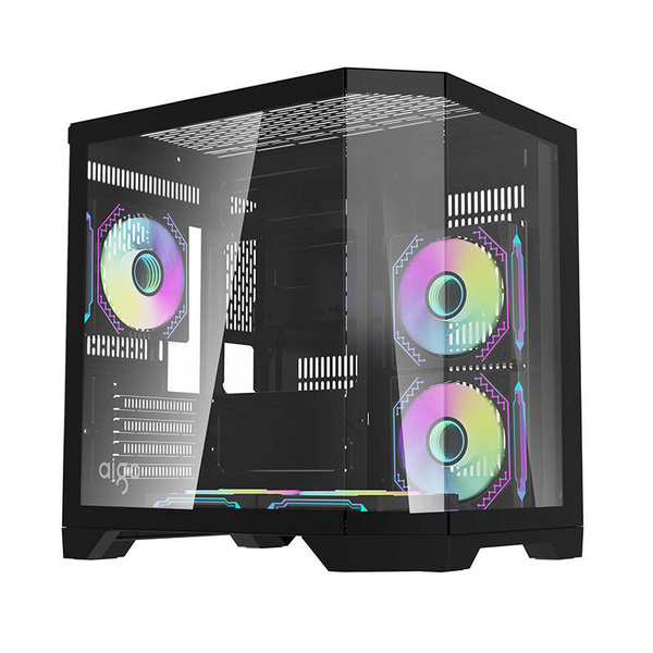 DARKFLASH FT350 Mini-Tower Case with window and RGB lighting, Black