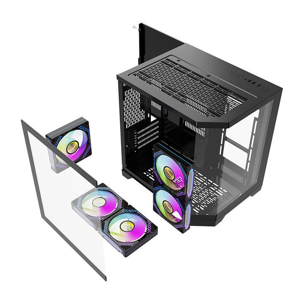 DARKFLASH FT350 Mini-Tower Case with window and RGB lighting, Black