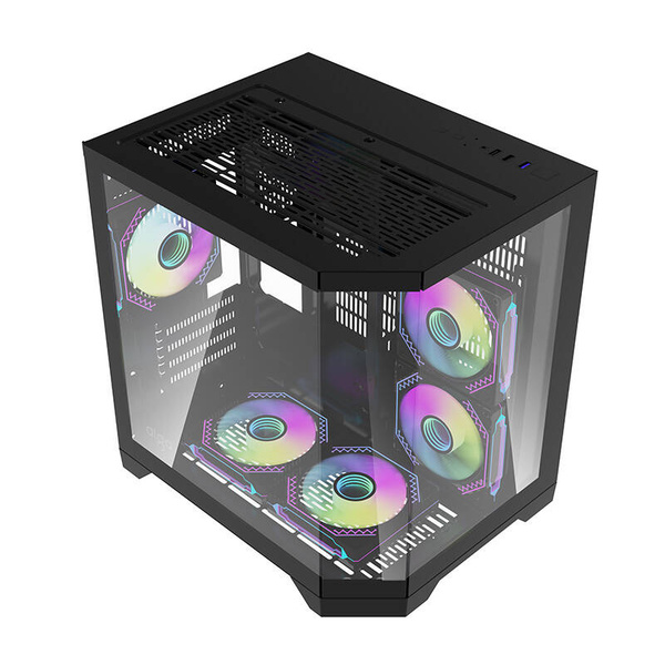 DARKFLASH FT350 Mini-Tower Case with window and RGB lighting, Black