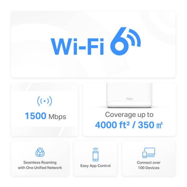 Mercusys Halo H60X AX1500 Whole Home Mesh WiFi 6 -järjestelmä, 2kpl