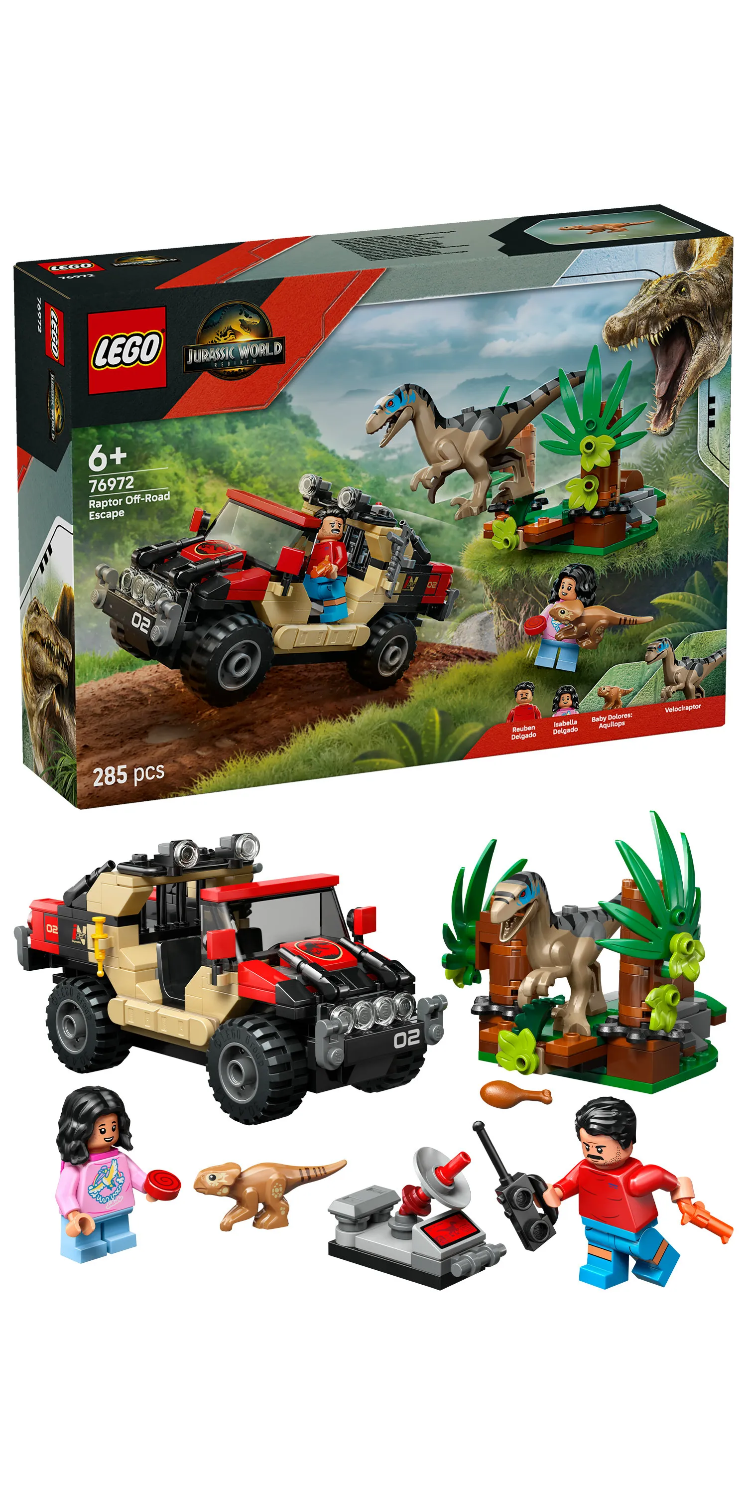 LEGO Jurassic World Raptor ja pako maastoautolla 76972