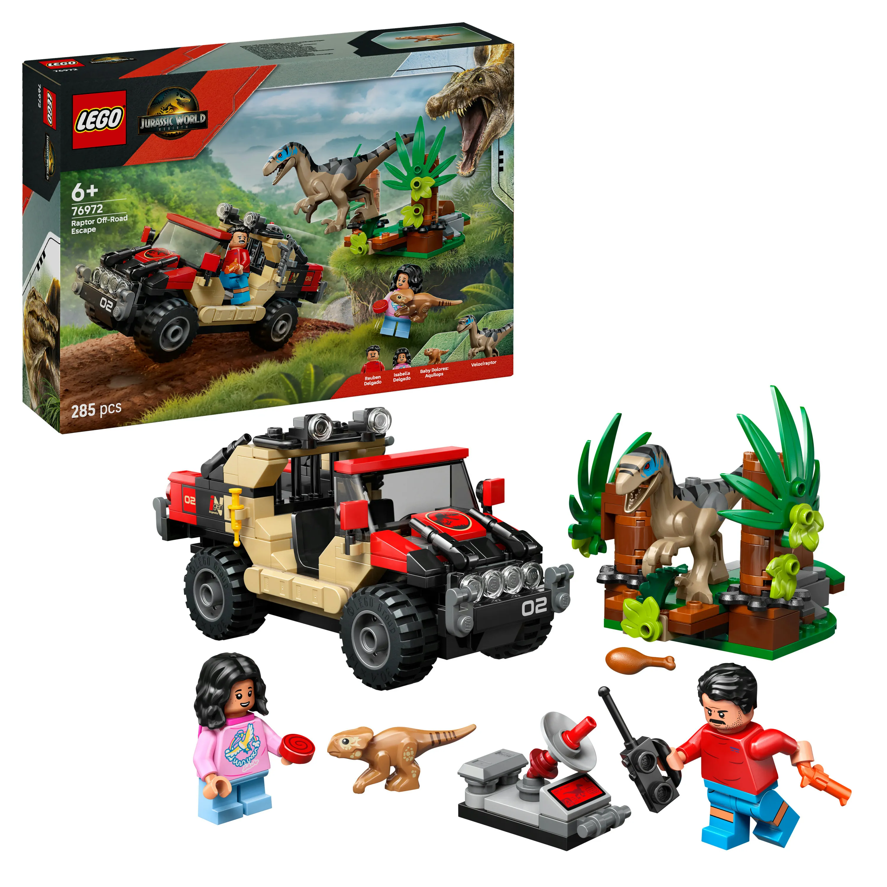 LEGO Jurassic World Raptor ja pako maastoautolla 76972