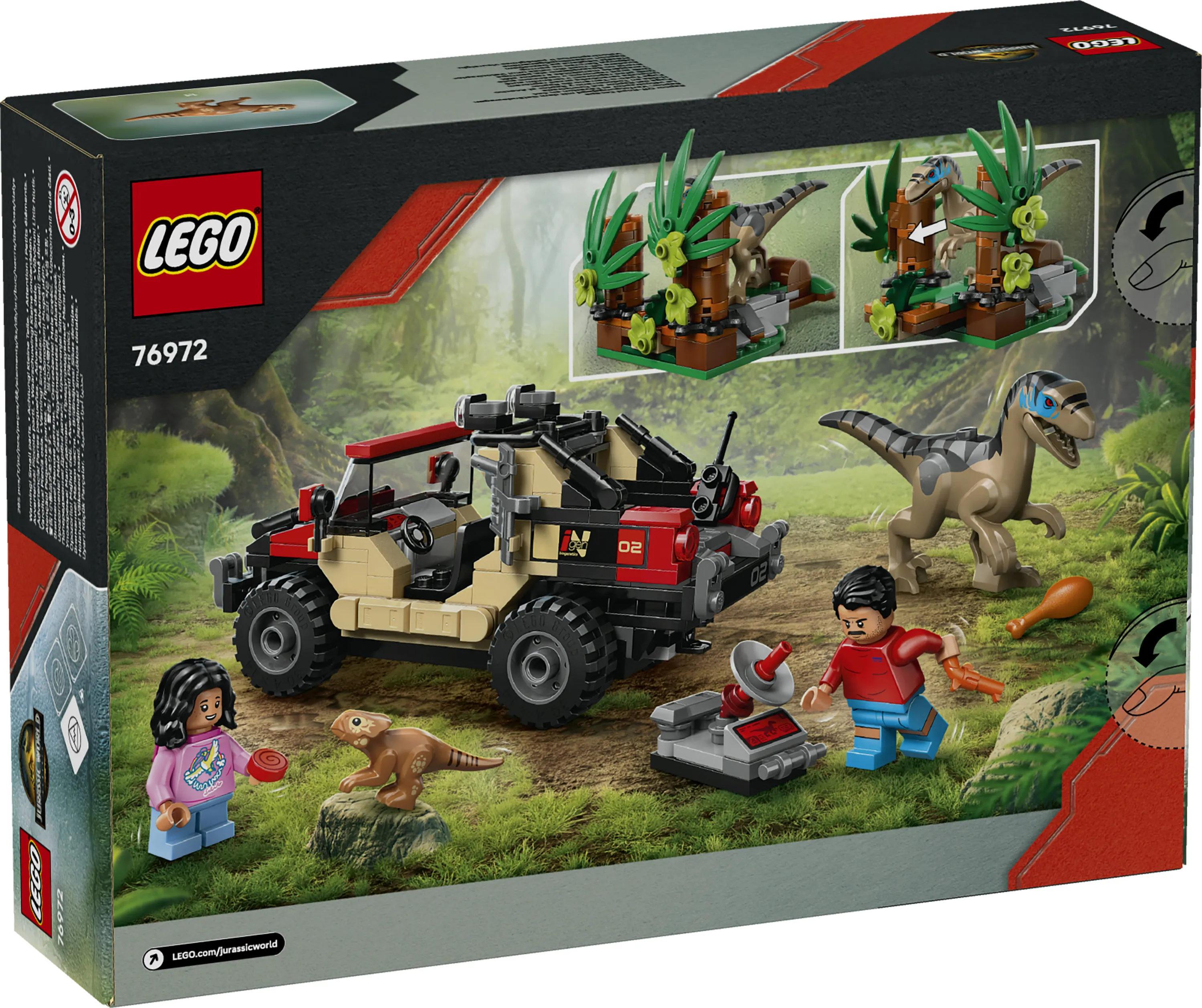 LEGO Jurassic World Raptor ja pako maastoautolla 76972