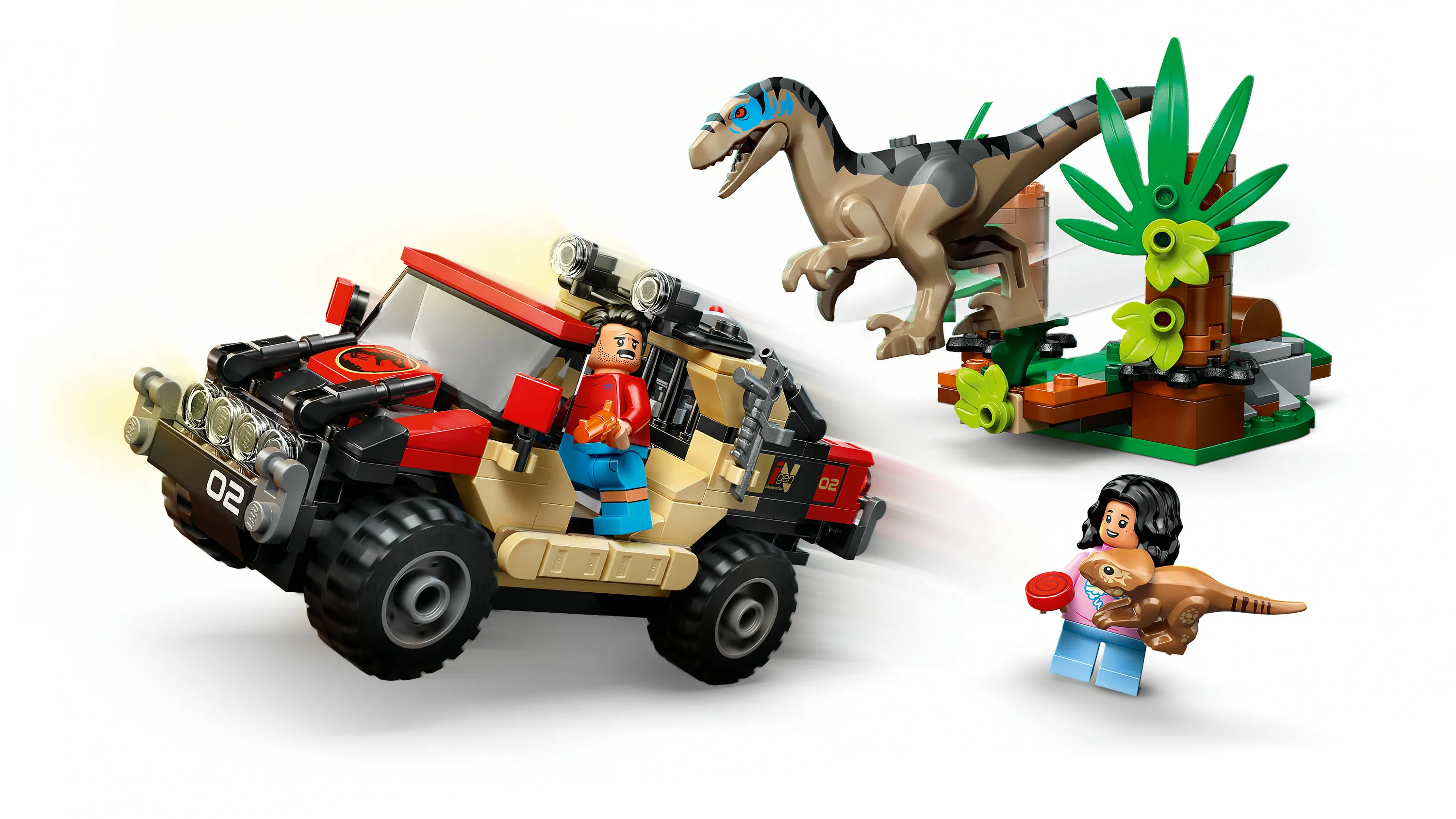 LEGO Jurassic World Raptor ja pako maastoautolla 76972