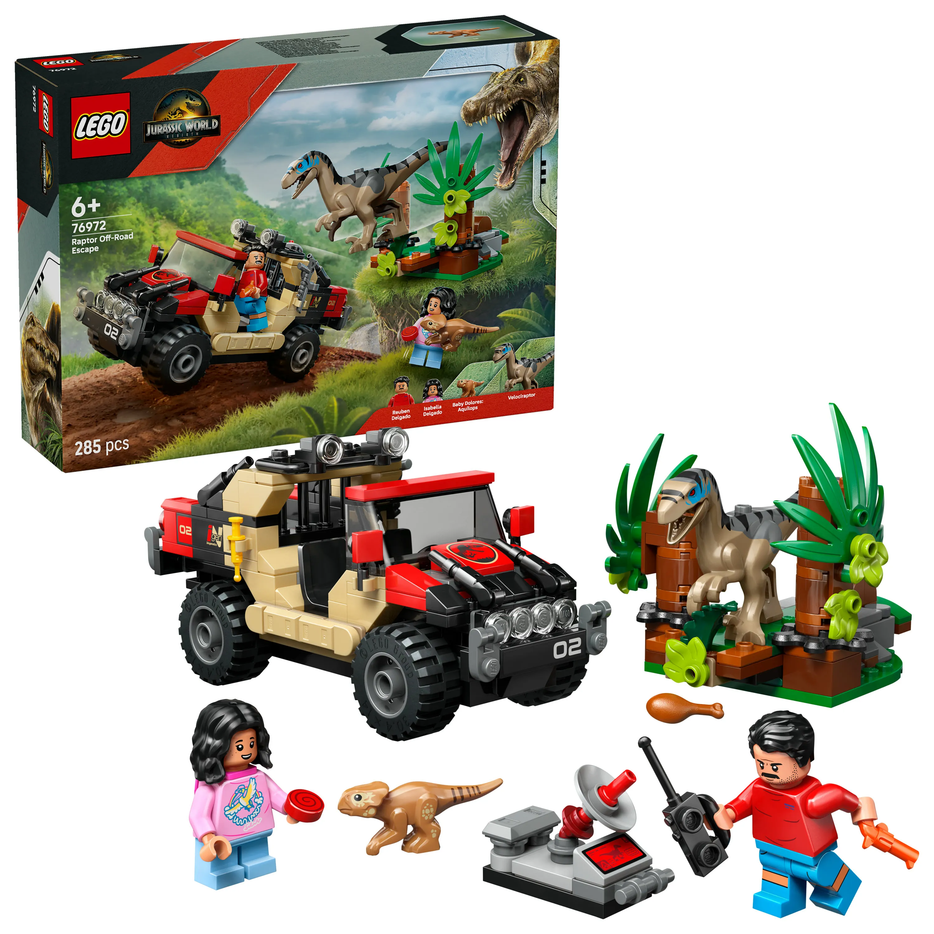 LEGO Jurassic World Raptor ja pako maastoautolla 76972